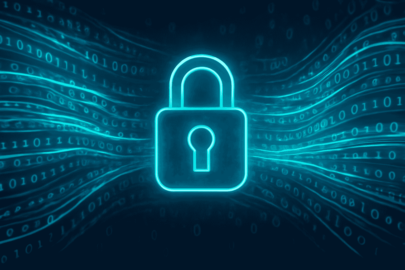Abstract digital lock symbol representing cryptography and data security in the USA