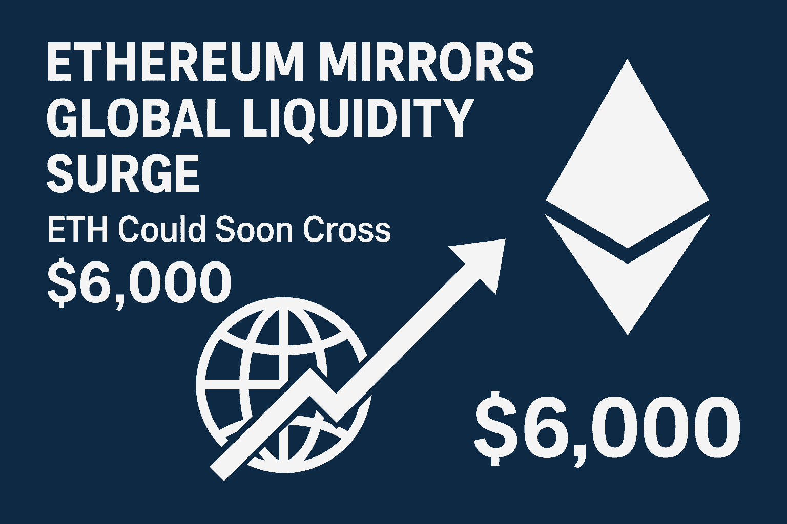 Ethereum price prediction chart showing ETH growth aligned with global liquidity trends
