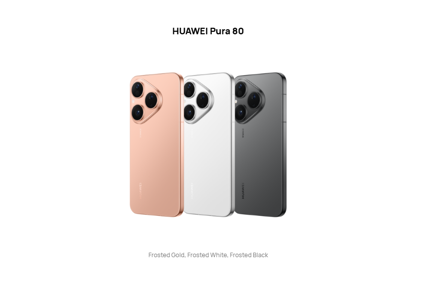 HUAWEI Pura 80 flagship smartphone with frosted design, LTPO OLED display, 50MP ultra lighting camera, and 5170 mAh battery