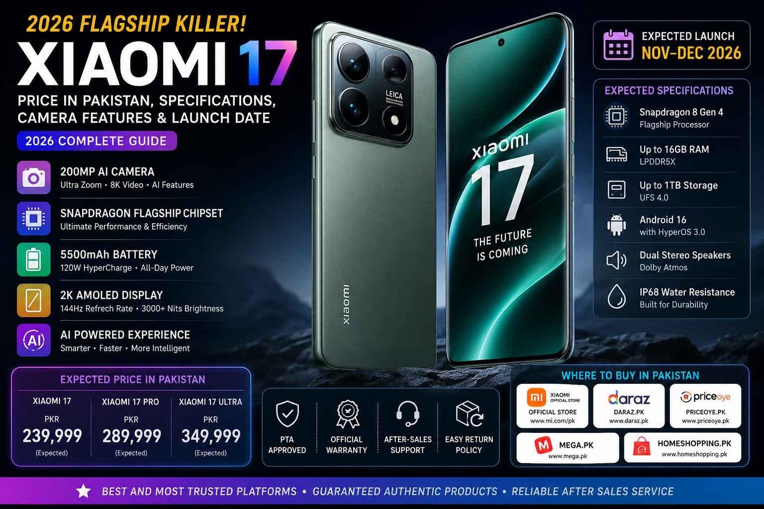 Xiaomi 17 Price in Pakistan 2026 & Full Specs
